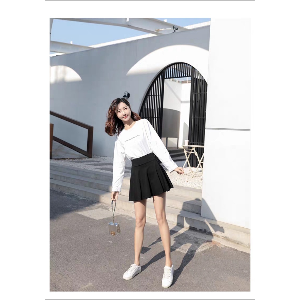 Chân Váy Chữ A Dáng Xòe Cạp Chun Siêu Cao vải Polyester