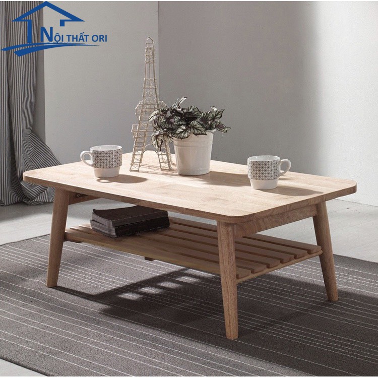 Bàn trà 2 tầng gỗ cao su chắc chắn, lắp ráp, gấp gon tiện dụng, Hàng xuất khẩu - Nội | BigBuy360 - bigbuy360.vn