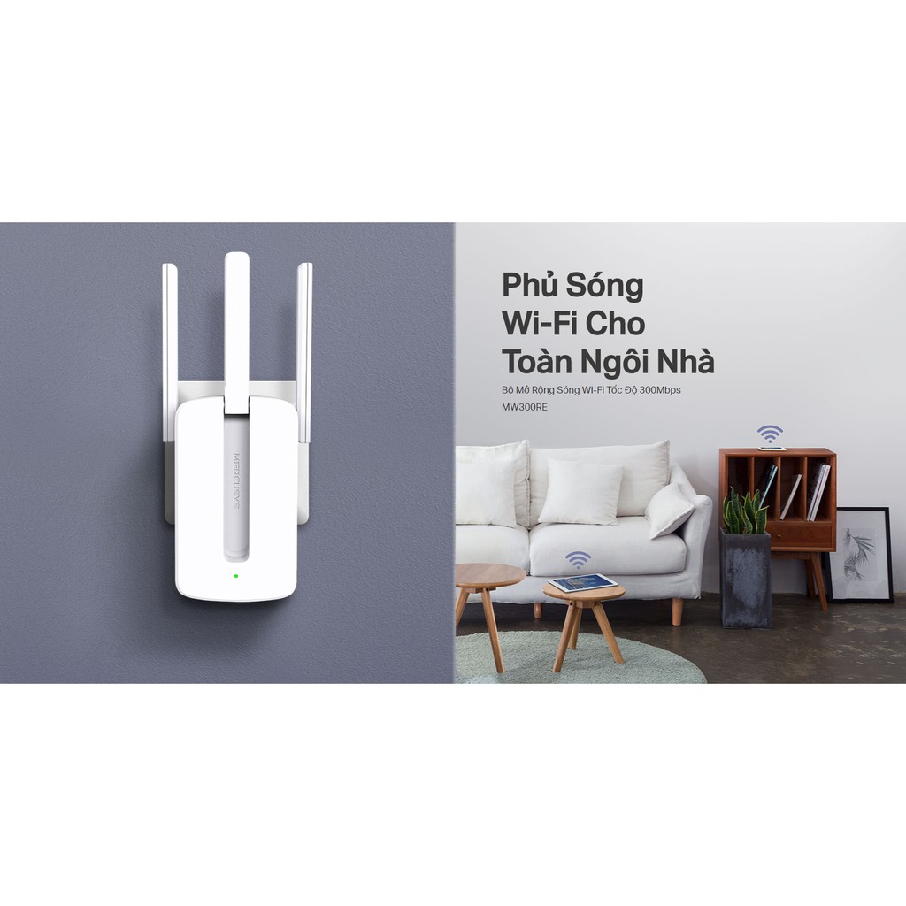 [Xả Kho] Bộ Kích Sóng WiFi 3 Râu Mercusys Tốc Đô Cực Mạnh - Xuyên Tường (Bảo hành 24 tháng)