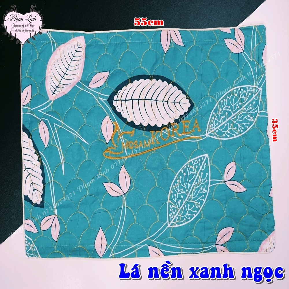 [35cm*55cm] Áo gối-Vỏ gối nằm cotton poly thêu chỉ nổi có dây kéo hoa văn dễ thương || Vỏ gối bọc ngoài ruột gối nằm