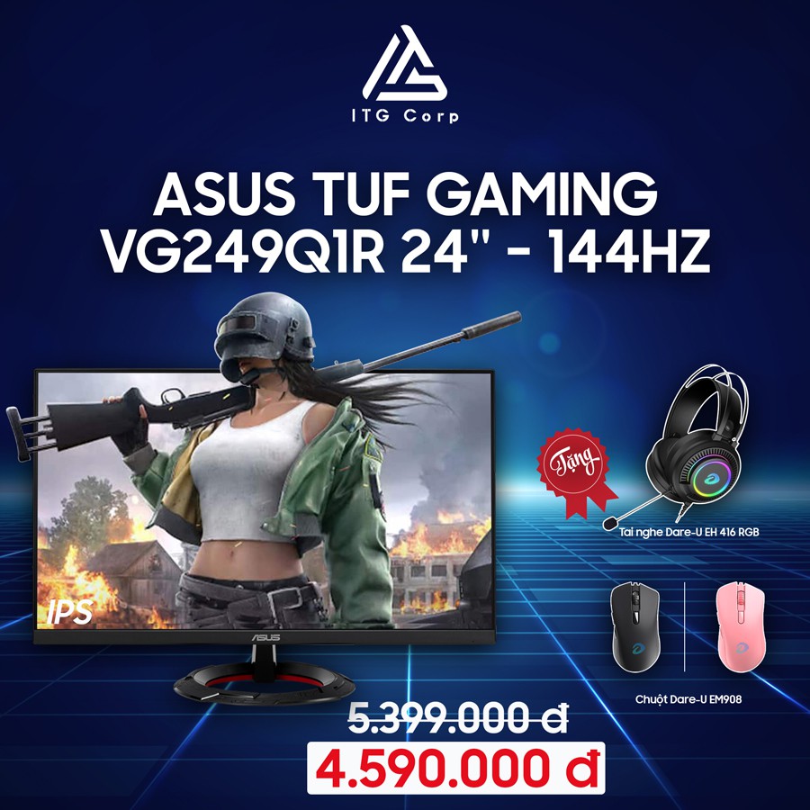 Màn hình Asus VG249Q1R (23.8inch/FHD/IPS/144Hz/1ms/HDMI+DP+Audio/FreeSync)