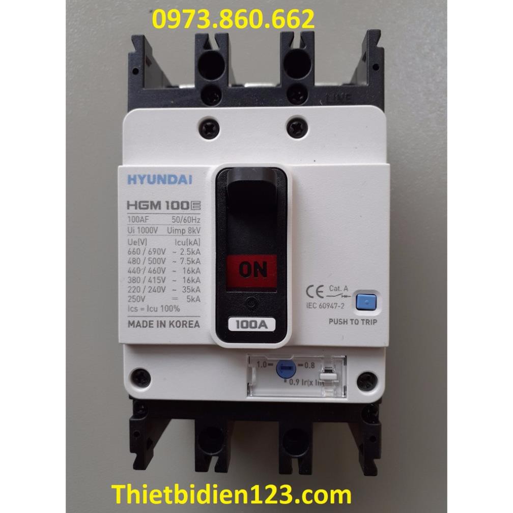 Aptomat Hyundai HGM 100E MCCB 3P 100A -TBĐ