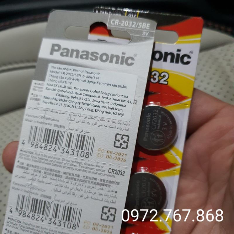 Vỉ pin Panasonic CR2032 chính hãng dùng cho smartkey ô tô, xe máy và nhiều thiết bị khác