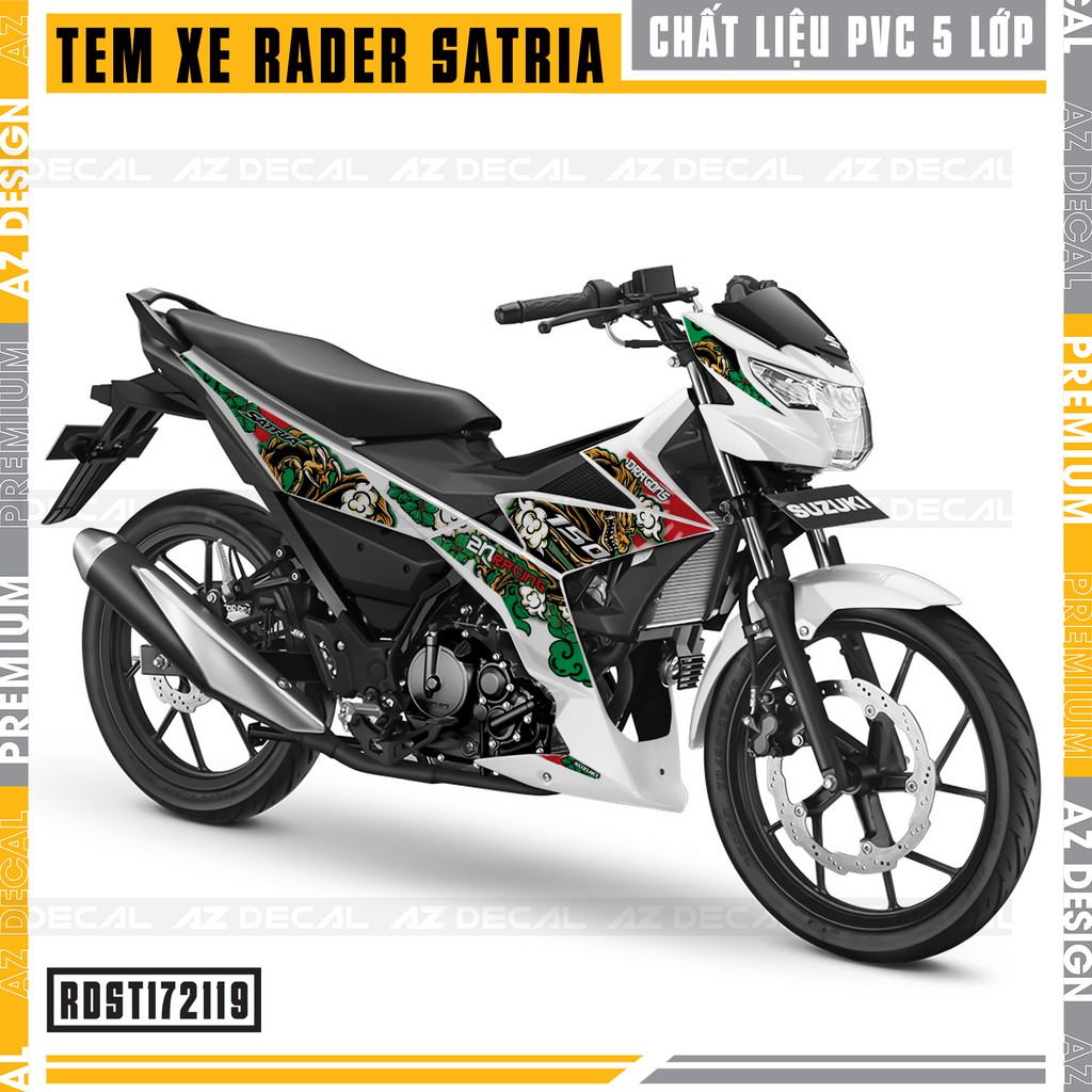 Tem Xe Suzuki Raider - Satria Mẫu Vân Rồng | RDST172119 | Chất Liệu Decal PVC Chống Nước, Cắt Khuôn Sẵn Dễ Dán