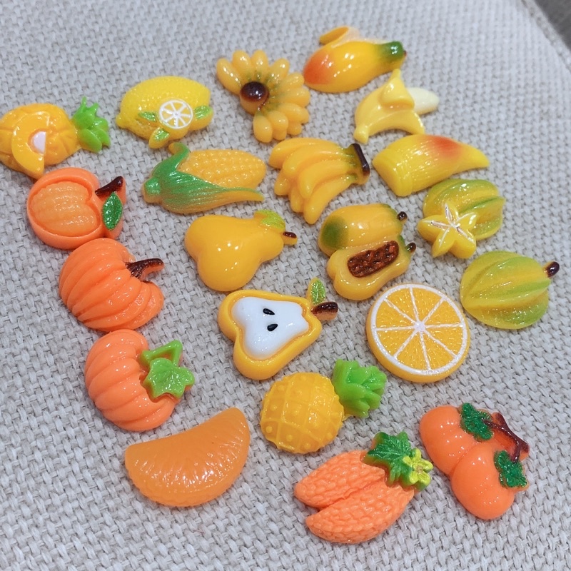Charm slime/ Dụng Cụ Charm Trang Trí Hình ảnh Sinh động Trái cây Cam Vàng - 01 Cái