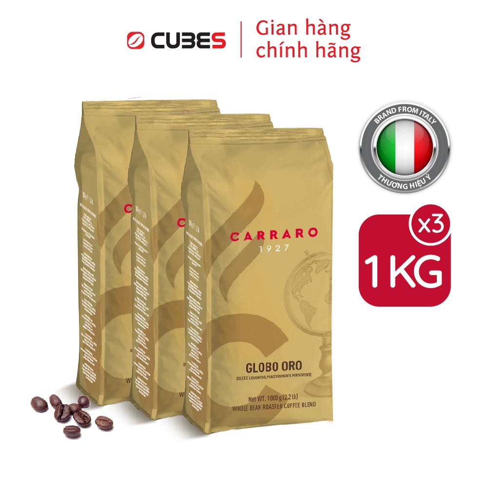 Cà phê hạt Carraro Globo Oro - Nhập khẩu từ Ý - Hương trái cây, vị phong phú, dịu dàng