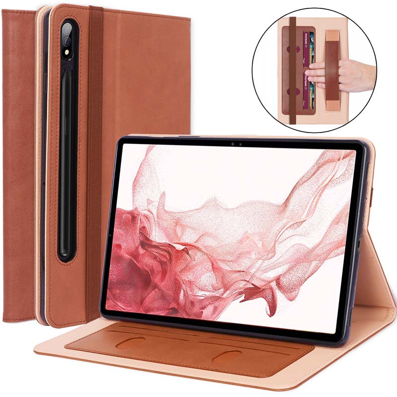 Bao Da Máy Tính Bảng Nắp Lật Kèm Ngăn Đựng Thẻ Cho Samsung Galaxy Tab S8+ 12.4 inch S8Plus SM-X800 X806 S7+ S7 FE S7FE