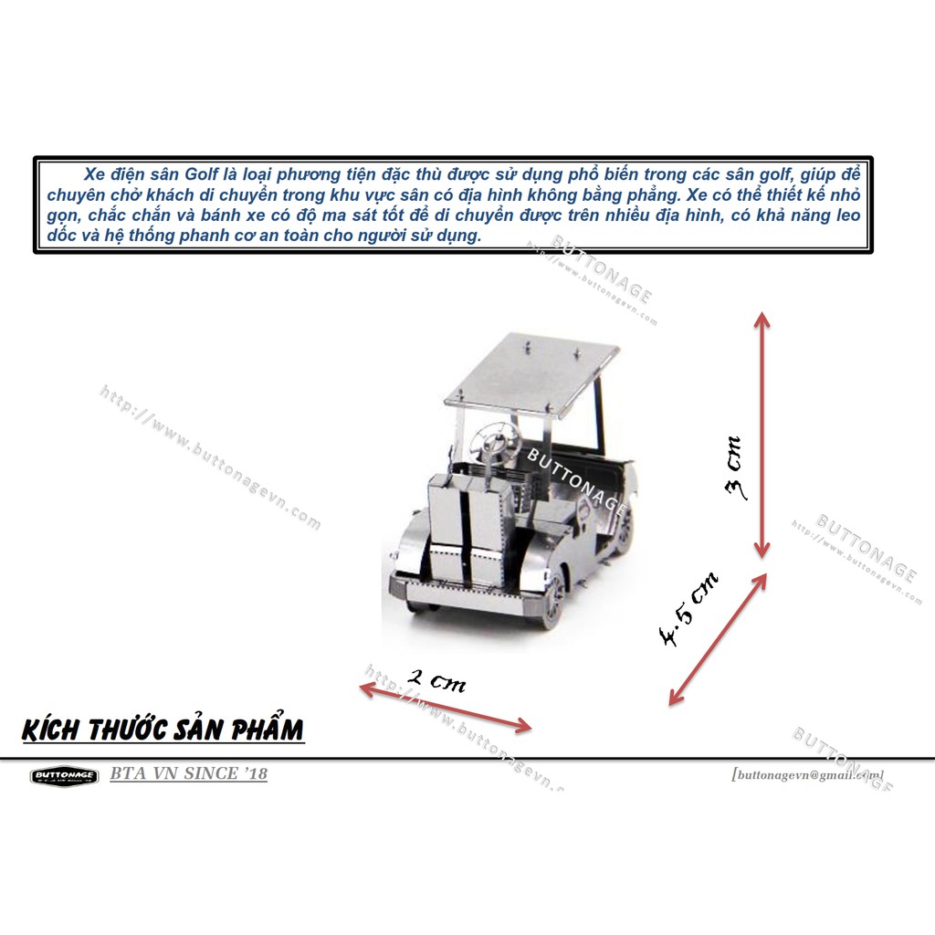 Mô Hình Lắp Ráp 3d Xe Điện Sân Golf 3 Chiếc