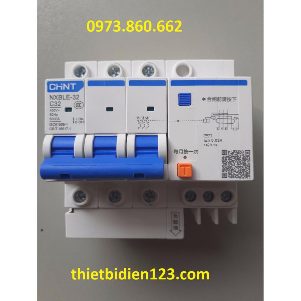 aptomat chống rò - chống giật chint 3P 20A~63A -TBĐ