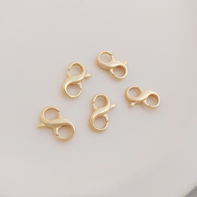 Khóa Kẹp Tôm Hùm Mạ Vàng 14K DIY Hình Số 8 Dùng Để Làm Vòng Tay / Vòng cổ Phong Cách Hàn Quốc