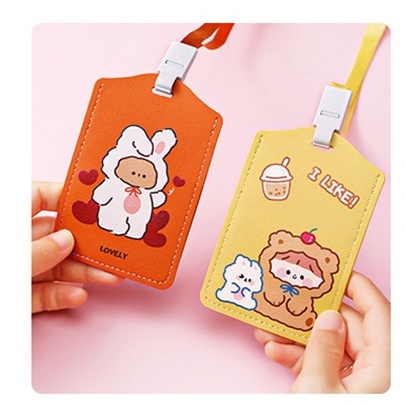 Dây đeo thẻ học sinh chất liệu da in hình cute SR018