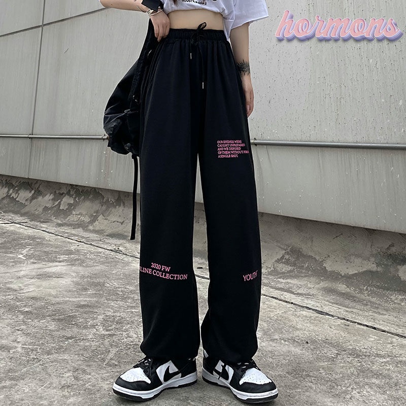 Quần Thể Thao Ống Rộng Lưng Cao Cá Tính Phong Cach Harjuku