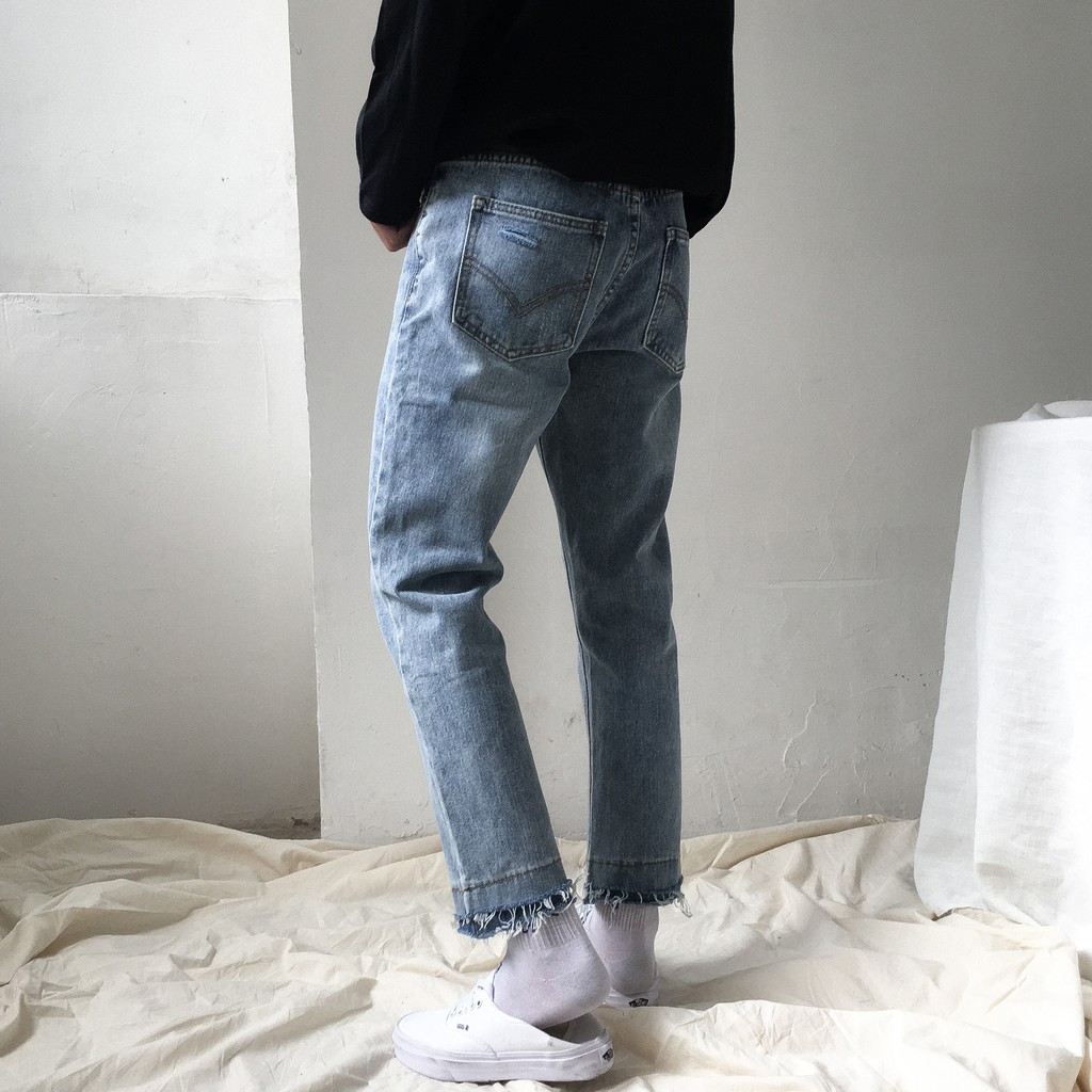 Quần Baggy Jean sước  - gấu chân 2 tầng