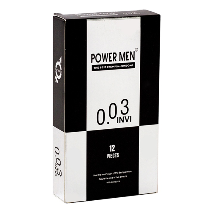 Bao cao su siêu mỏng POWER MEN 0.03 INVI chính hãng cao cấp bcs sieu mong truyền nhiệt nhanh nhiều gel bôi trơn