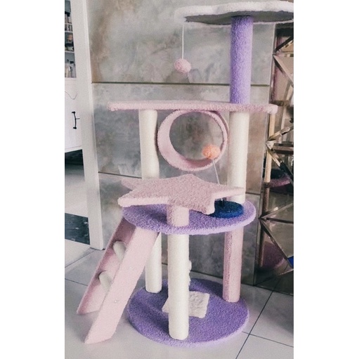 Cattree - trụ cào móng có cầu thang cao 102cm có quà tặng đi kèm