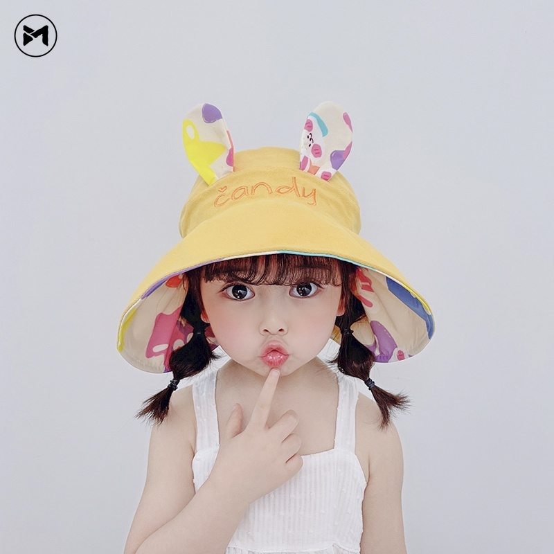 Mũ Lưỡi Trai Nửa Đầu Che Nắng In Họa Tiết Thỏ Dành Cho Bé