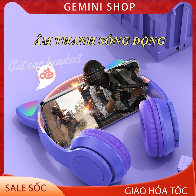 Tai Nghe Chụp tai Mèo Bluetooth P47 ST71 Headphone Dễ Thương Có Mic,Âm Bass Mạnh Mẽ PIN TRÂU GEMINI SHOP