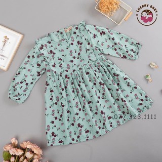 Váy cho bé gái, đầm bé gái họa tiết hoa nhí chất đũi lụa size 8 - 18kg - Cherry baby