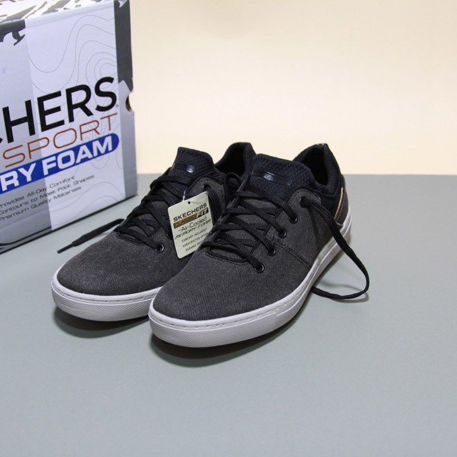 Giày Skechers thấp cổ vải đen STVD24