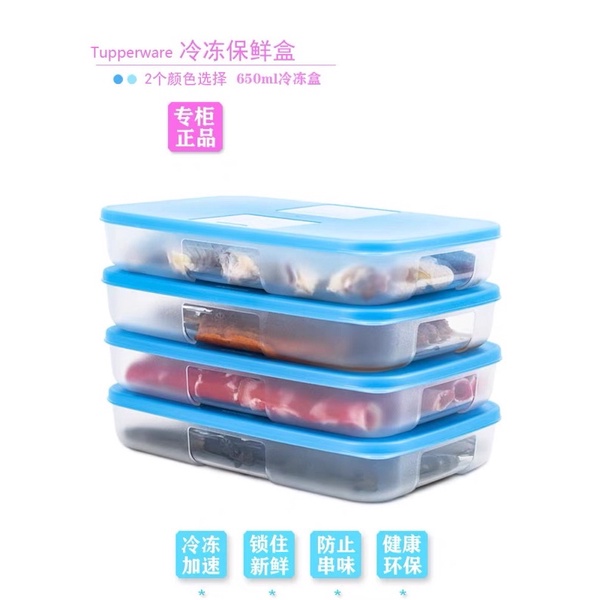 Set Hộp Nhựa Ngăn Đông Dẹt 650ML Tupperware - Trữ Thực Phẩm Thịt Cá Tôm Rau Củ - Đựng Đồ Ăn Dặm Cho Trẻ An Toàn Tiện Lợi