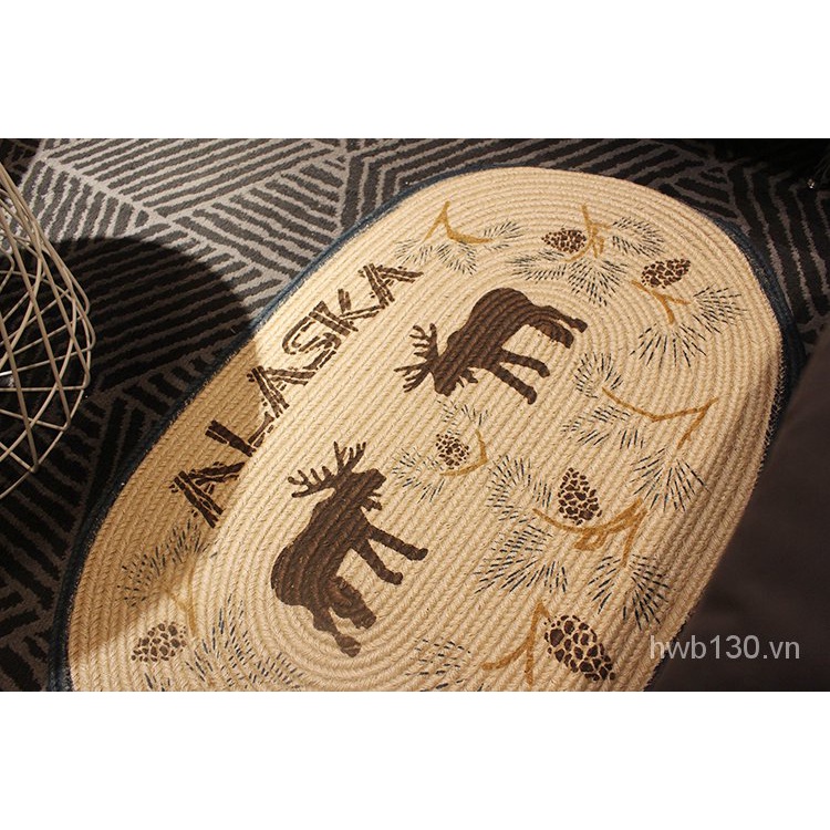 Bangladesh Imported Jute Vintage American Reindeer Elk Linen Mat Carpet Indian Floor Mat Mat Decoration