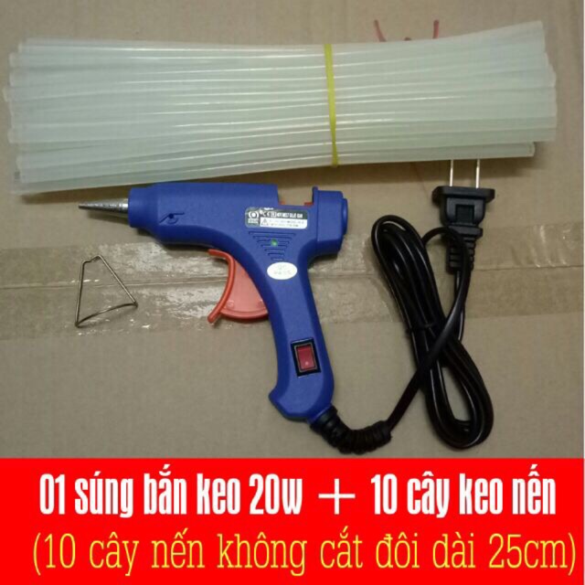 Combo 10 Cây Keo Nến Nhỏ+ 1 Súng Bắn Keo Nến Nhỏ 20W
