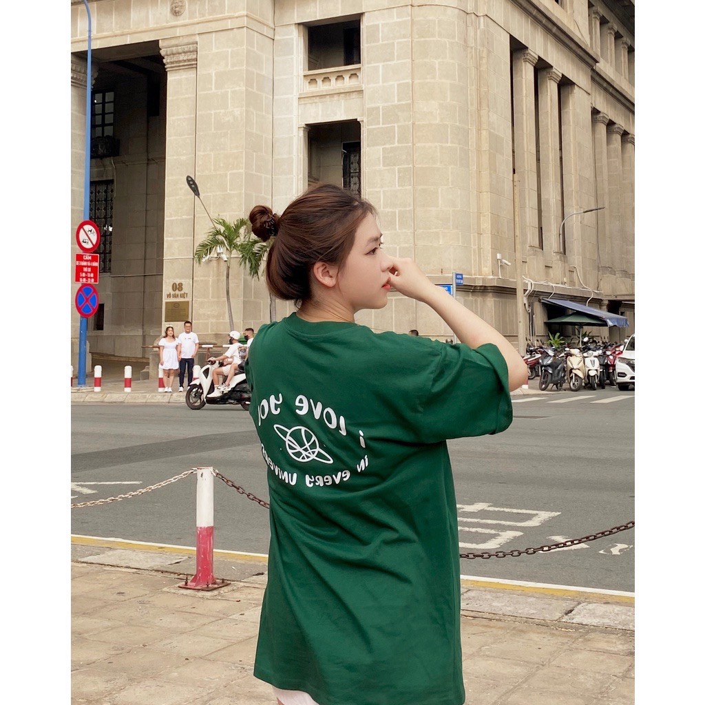 [ XANH HÓT ]  ÁO THUN TAY LỠ FORM RÔNG NỮ I LOVE YOU HAI MẶC TRƯỚC SAU CỰC ĐẸP