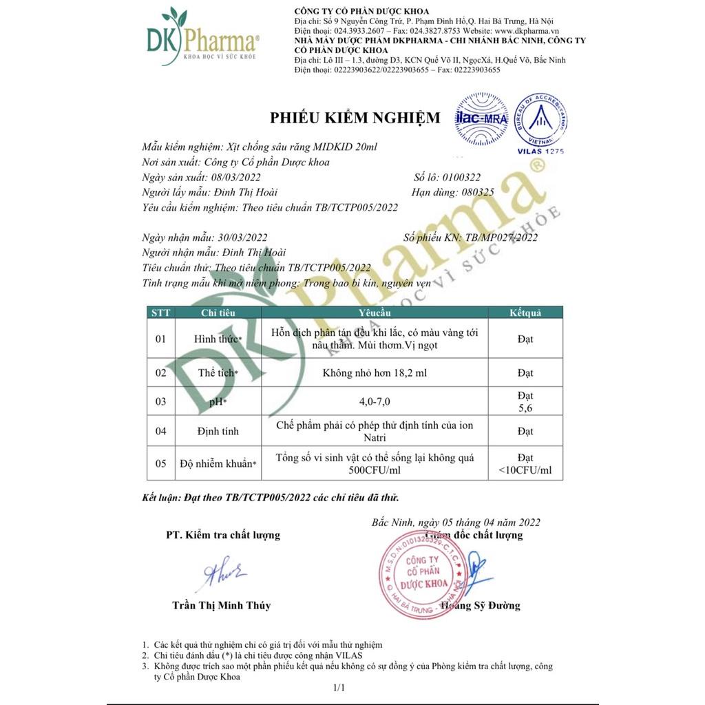 Xịt chống sâu răng MIDKID hương táo cho bé từ 1 tuổi giúp làm sạch và bảo vệ men răng, giảm mảng bám, ố vàng