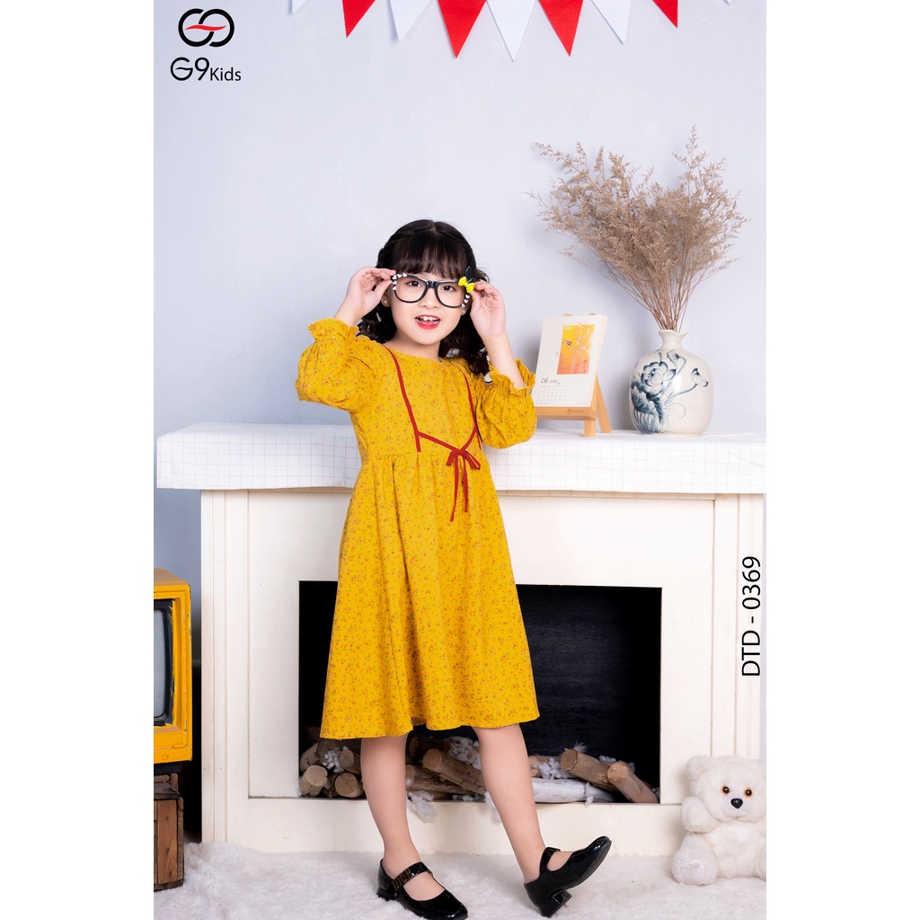 Váy bé tay dài 0369 G9moza với chất liệu Nhung tăm