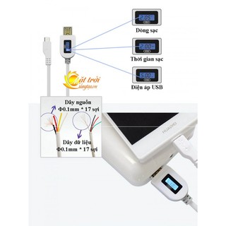 Cáp sạc micro USB đo thời gian, điện áp và dòng sạc