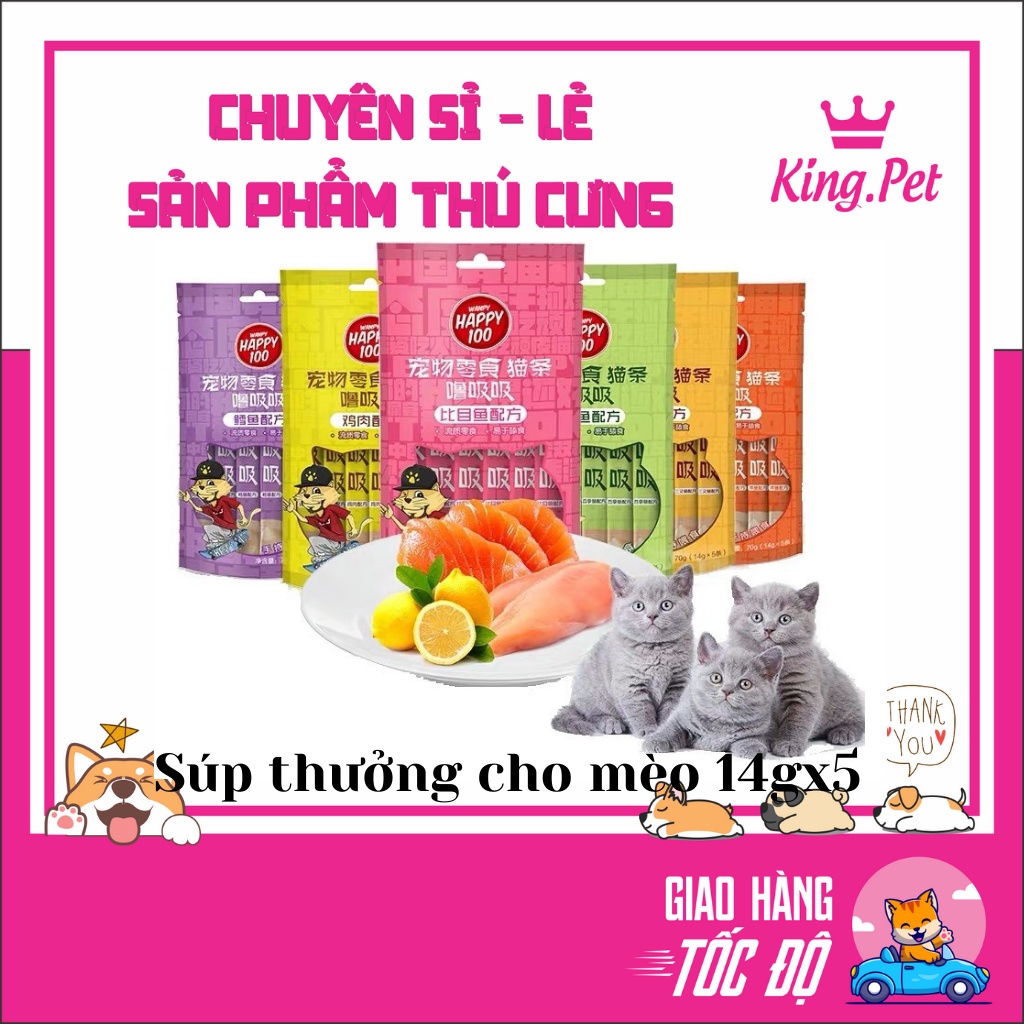 Súp thưởng WANPY HAPPY 100 cho mèo gói 5 ống