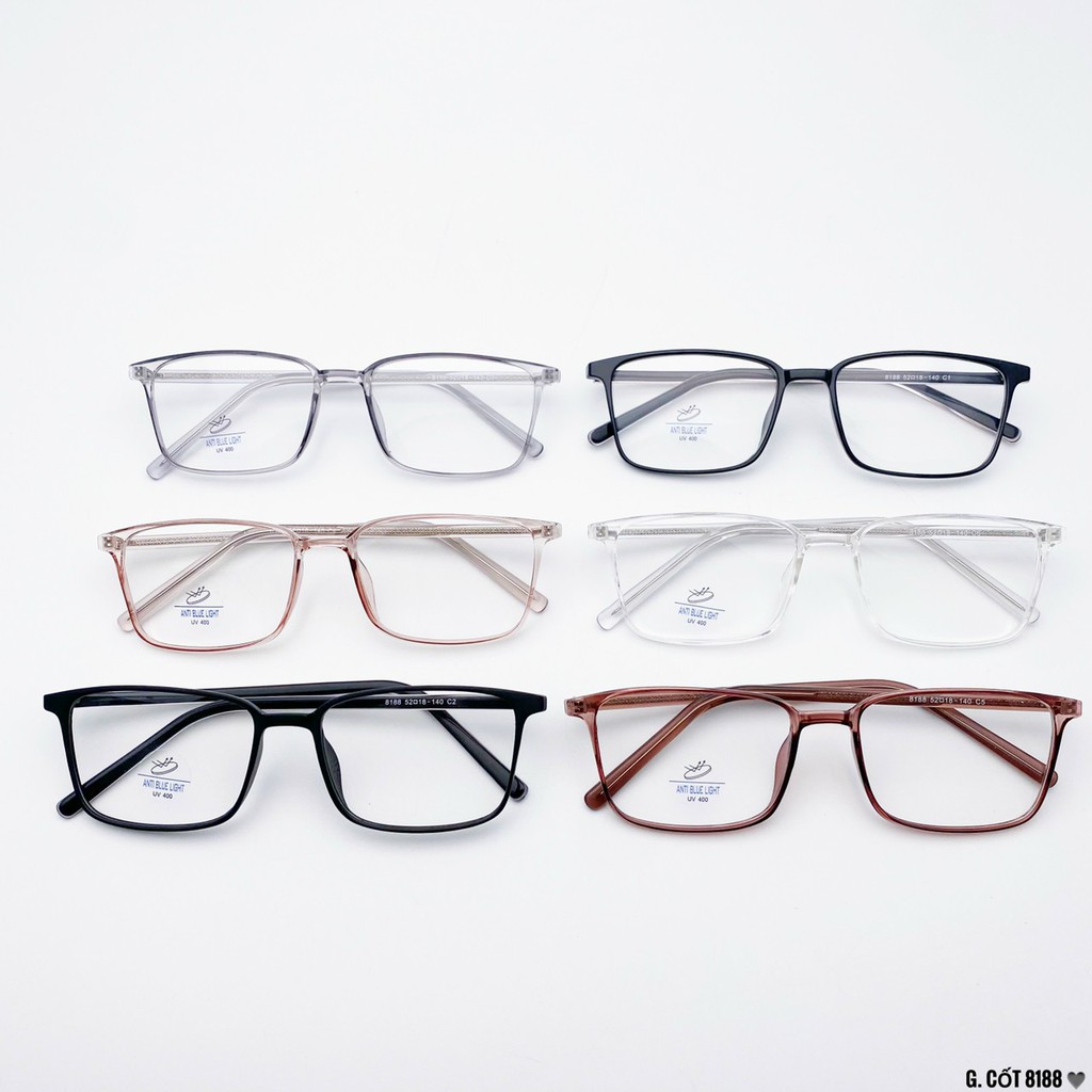 Gọng kính vuông cận Thiên Hà Optical TH8188 chất liệu nhựa dẻo cao cấp dáng vuông nhựa nhẹ nhiều màu