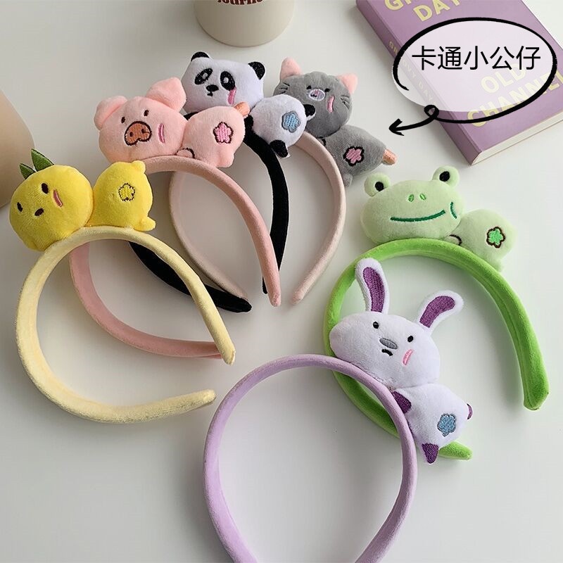 Băng Đô Cài Tóc Chống Trượt Hình Thỏ / Heo Nhồi Bông Dễ Thương