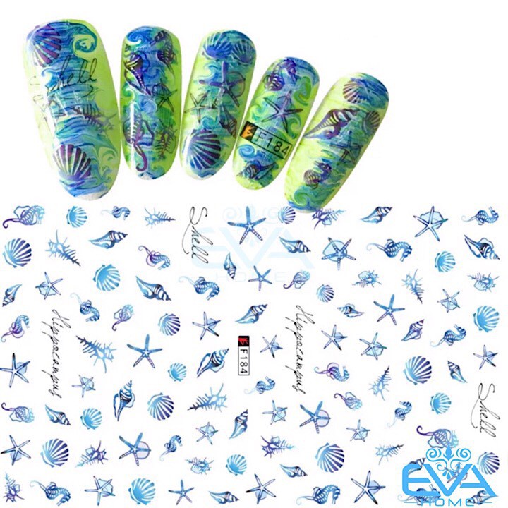 Miếng Dán Móng Tay 3D Nail Sticker Tráng Trí Hoạ Tiết Sinh Vật Biển Sea Animal F184