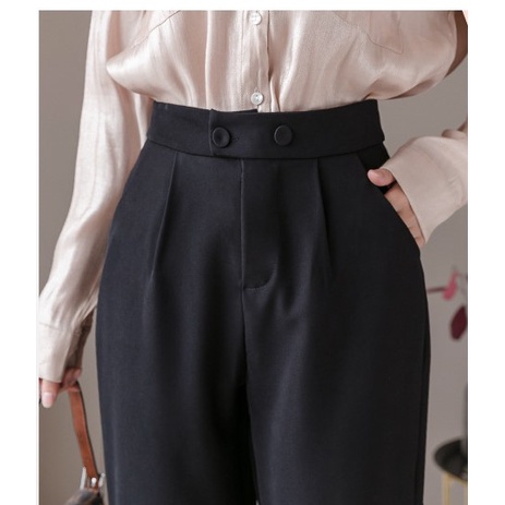 Quần baggy nữ công sở cạp cao cúc lệch gấu bằng dáng đẹp cao cấp Q068