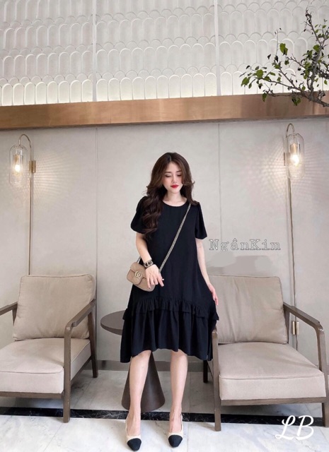 Váy cotton đuôi cá tay bồng