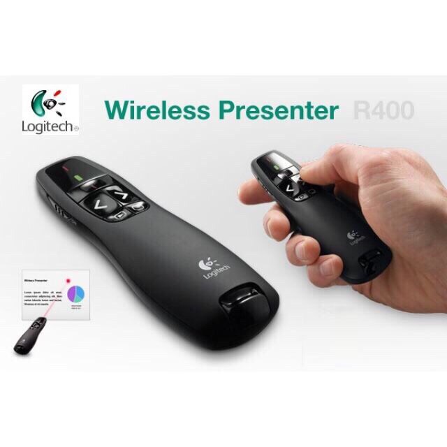 Bút trình chiếu logitech R400  bảo hành 12 tháng + tặng kèm  BAO DA  và pin