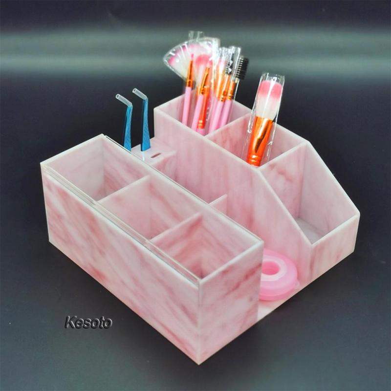 Hộp Đựng Dụng Cụ Trang Điểm  Họa Tiết Cẩm Thạch Hồng