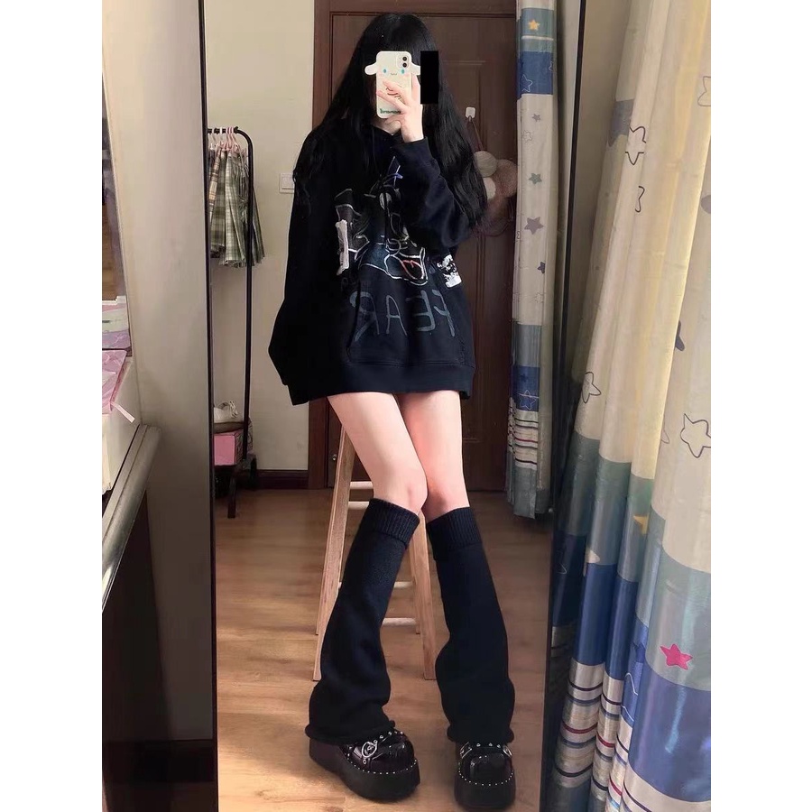 Vỏ Bọc Chân Đan Len Màu Trắng Phong Cách Harajuku Nhật Bản y2k
