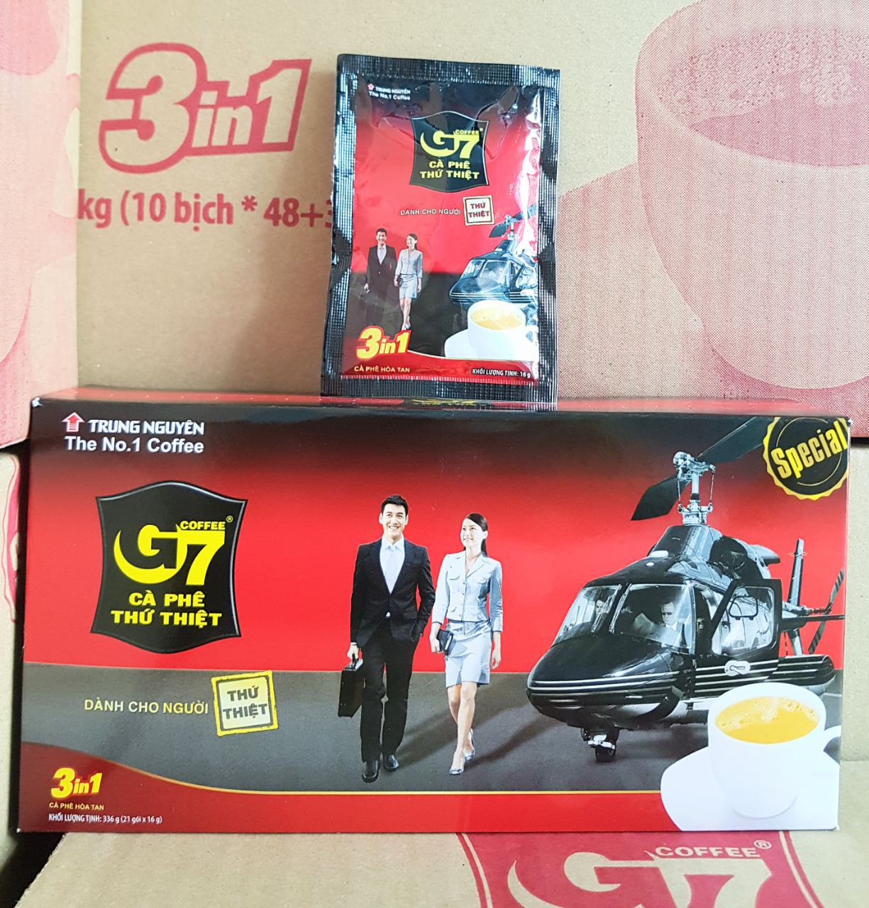 (có tem xác thực) Cà phê G7 - Cafe trung nguyên hòa tan 3in1 hộp 21 gói x 16g