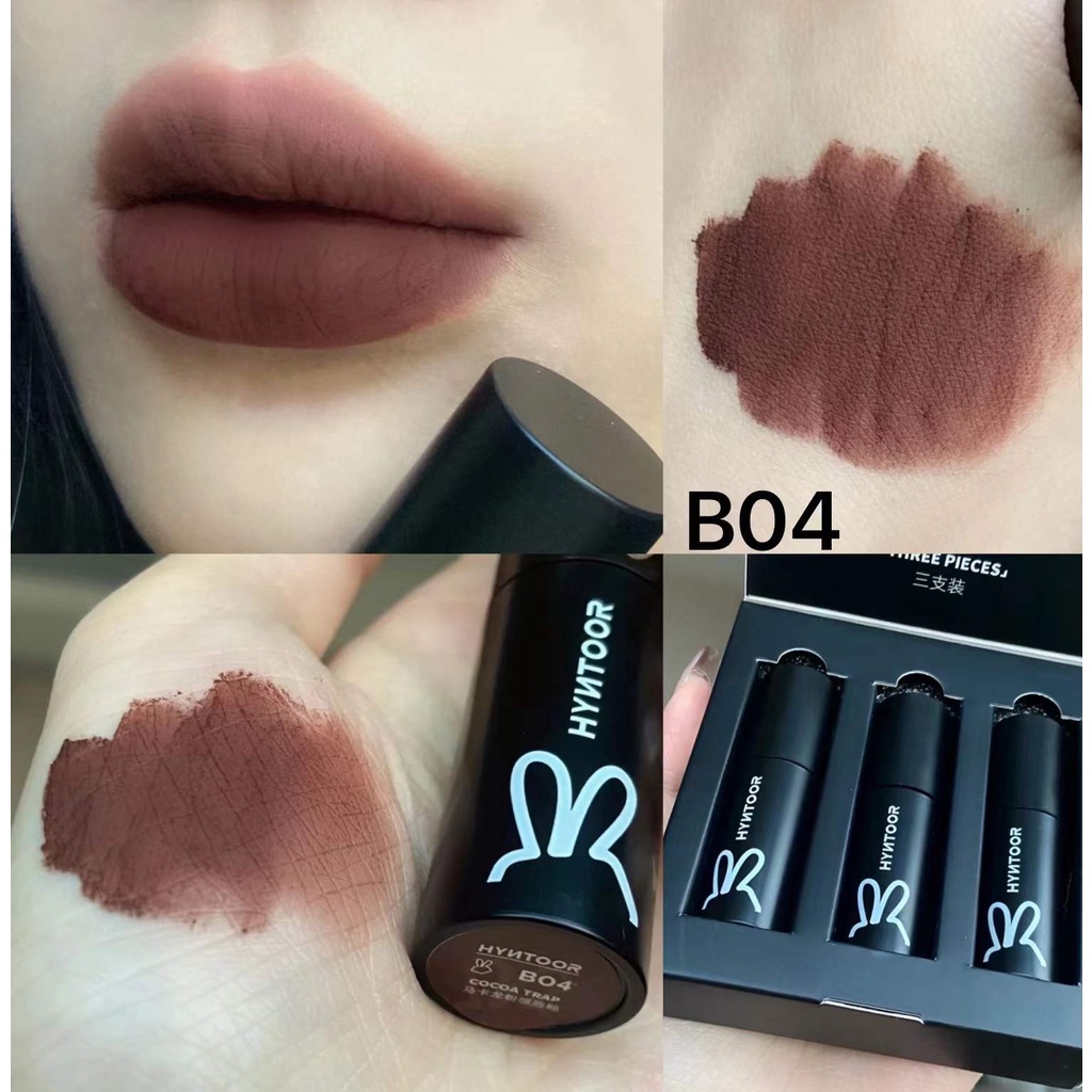 Hyntoor Black Son môi Đen Tím Đỏ Nâu Nude Không thấm nước Lâu trôi Mờ Son chất lỏng giá rẻ