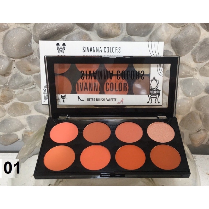 Bảng Phấn Má Hồng Và Tạo Khối 8 Ô Sivanna Ultra Brush Palette HF319