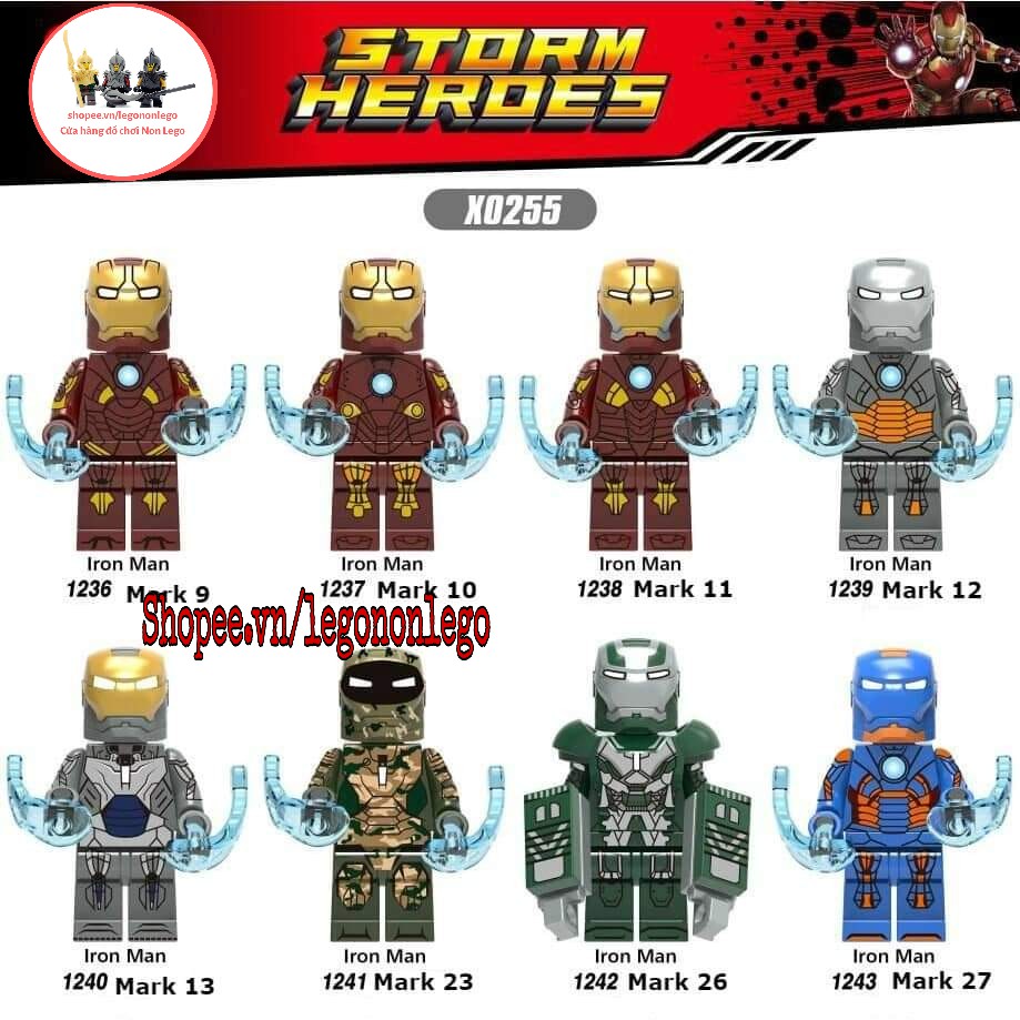 Minifigure lego Marvel siêu anh hùng người sắt Iron Man MK9 MK10 MK11 MK12 MK13 MK23 MK26 MK27 X0255