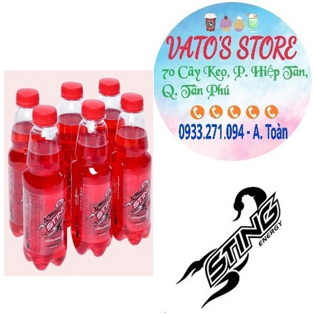 Thùng 24 chai Nước tăng lực STING hương dâu chai 330ml / Lốc 6 chai STING dâu hồng sâm chai 330ml