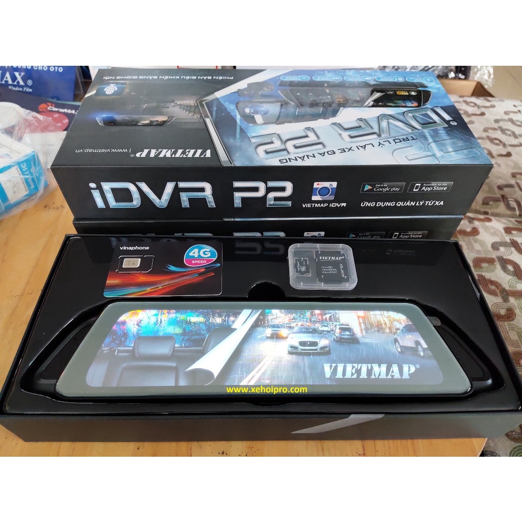 Camera hành trình Vietmap iDVR P2 GPS ghi hình trước sau định vị trực tuyến Kèm Thẻ nhớ
