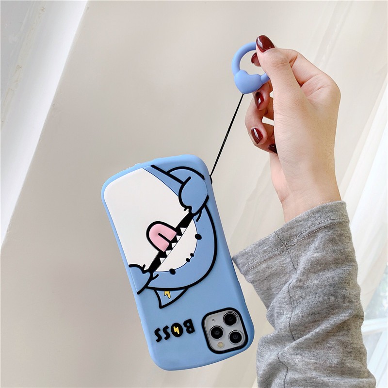 Cartoon lightning shark Silicone Case For iPhone 11 Pro Max 12mini 12 pro max X XR XS Max 7 8 6 6s Plus Soft Rubber Silicon Shockproof Cover