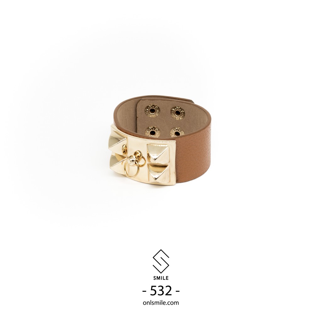 SMILE - Vòng tay da nạm đinh mặt khóa - P532/533/534/950 | BigBuy360 - bigbuy360.vn