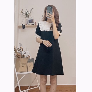 Váy xuông vạt bèo trắng trước ngực