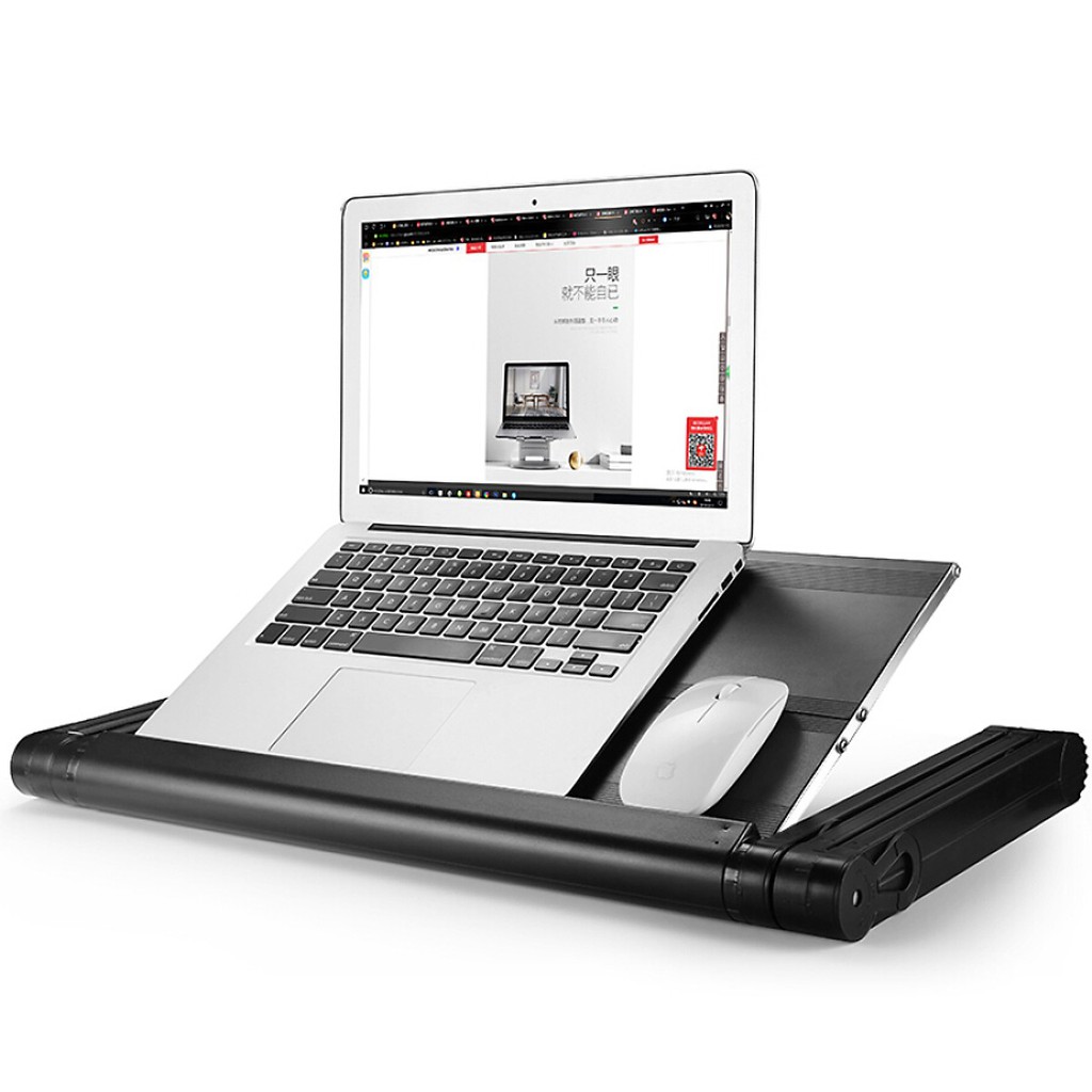 Bàn laptop gấp 3 khúc 48cm có quạt tản nhiệt. có bàn để chuột - Bàn máy tính