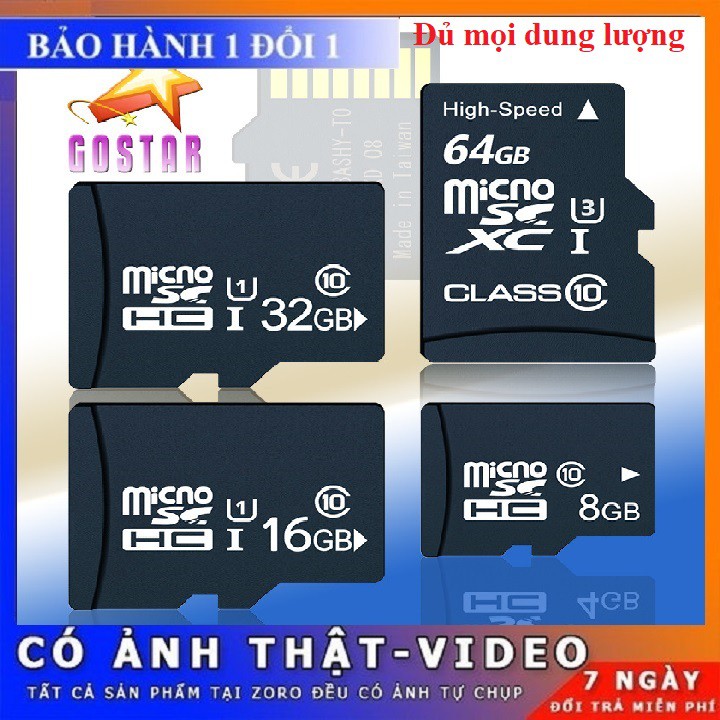 [ XẢ KHO ] Thẻ nhớ MicroSD Class 10 dung lượng 2/4/8/16/32/64/128 GB chuyên dùng Camera IP wifi, Smartphone,loa đài.